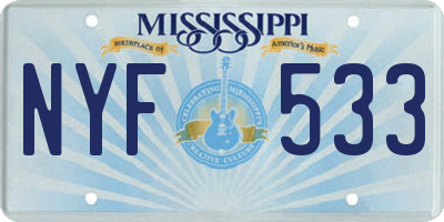 MS license plate NYF533
