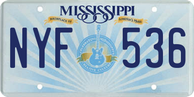 MS license plate NYF536