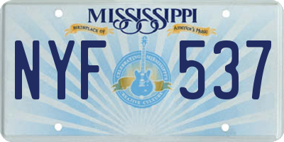 MS license plate NYF537