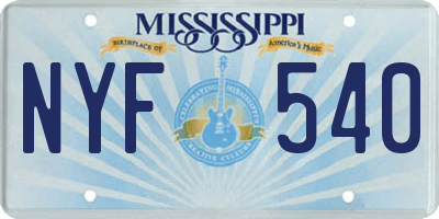 MS license plate NYF540