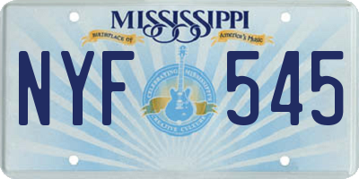 MS license plate NYF545
