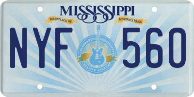 MS license plate NYF560