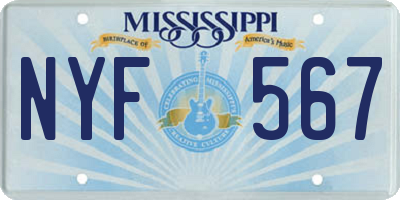MS license plate NYF567