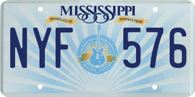 MS license plate NYF576