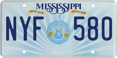 MS license plate NYF580