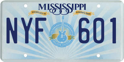MS license plate NYF601
