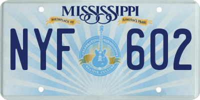 MS license plate NYF602