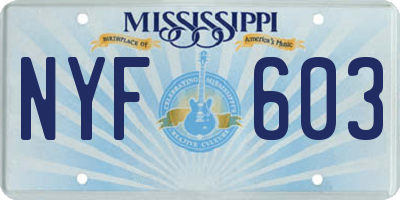 MS license plate NYF603