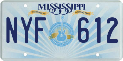 MS license plate NYF612