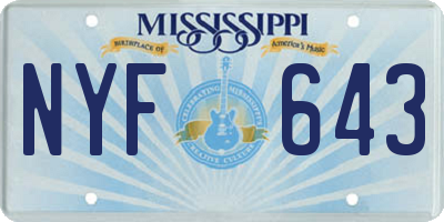 MS license plate NYF643