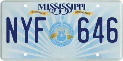 MS license plate NYF646