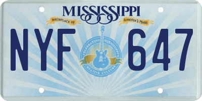 MS license plate NYF647