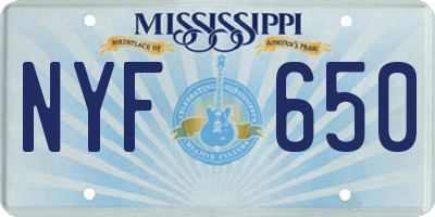 MS license plate NYF650
