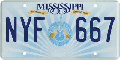 MS license plate NYF667