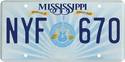 MS license plate NYF670