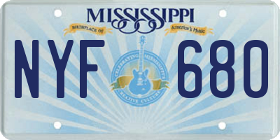 MS license plate NYF680