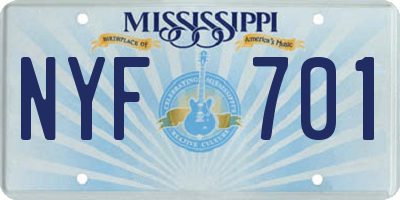 MS license plate NYF701