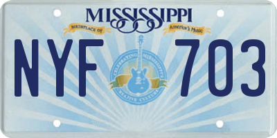 MS license plate NYF703