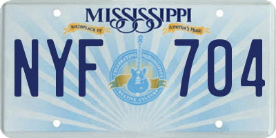MS license plate NYF704