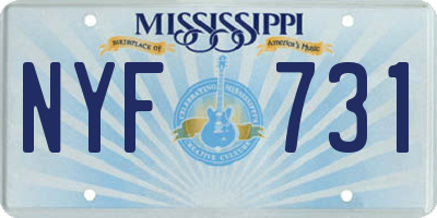 MS license plate NYF731