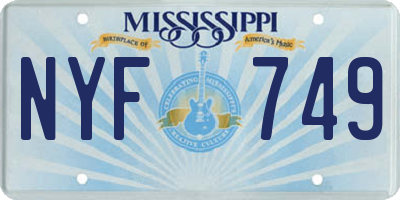 MS license plate NYF749