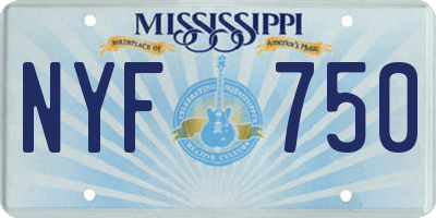MS license plate NYF750