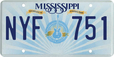 MS license plate NYF751