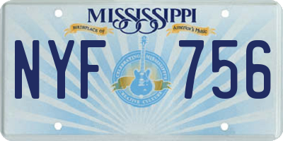 MS license plate NYF756