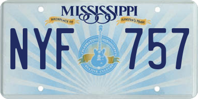 MS license plate NYF757