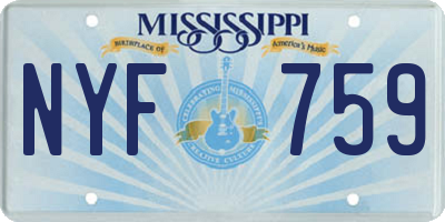 MS license plate NYF759