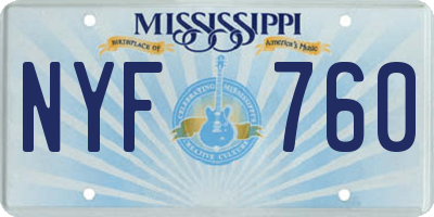 MS license plate NYF760