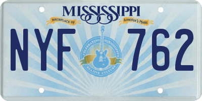 MS license plate NYF762