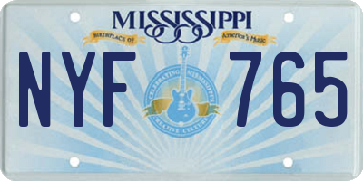 MS license plate NYF765