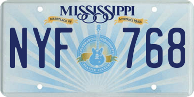 MS license plate NYF768