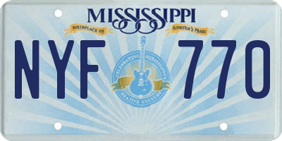 MS license plate NYF770