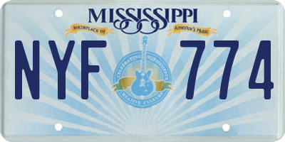 MS license plate NYF774