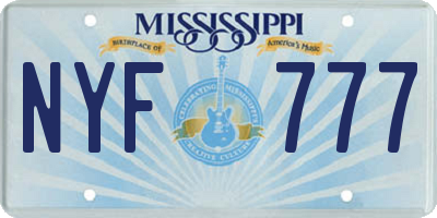 MS license plate NYF777