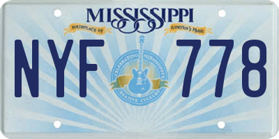 MS license plate NYF778