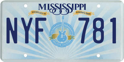 MS license plate NYF781