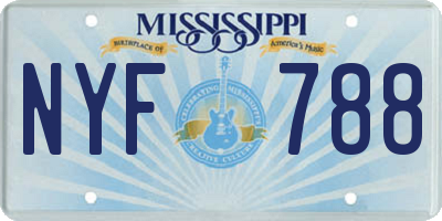 MS license plate NYF788