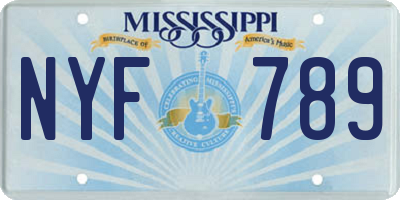 MS license plate NYF789