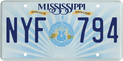 MS license plate NYF794