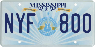 MS license plate NYF800