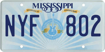 MS license plate NYF802