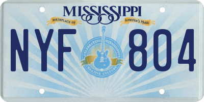 MS license plate NYF804