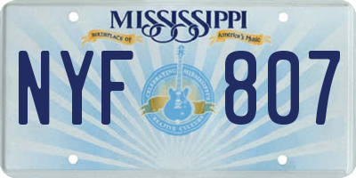 MS license plate NYF807