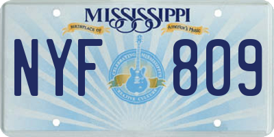 MS license plate NYF809