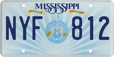 MS license plate NYF812