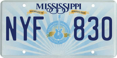 MS license plate NYF830