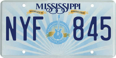 MS license plate NYF845